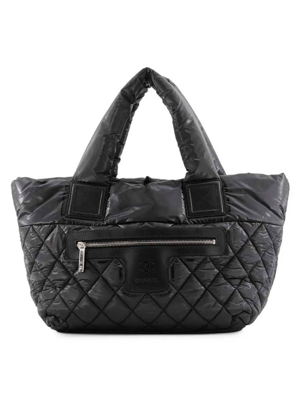 Chanel Tote Bag Quilted CC Logo Coco Cocoon Small Nylon Black